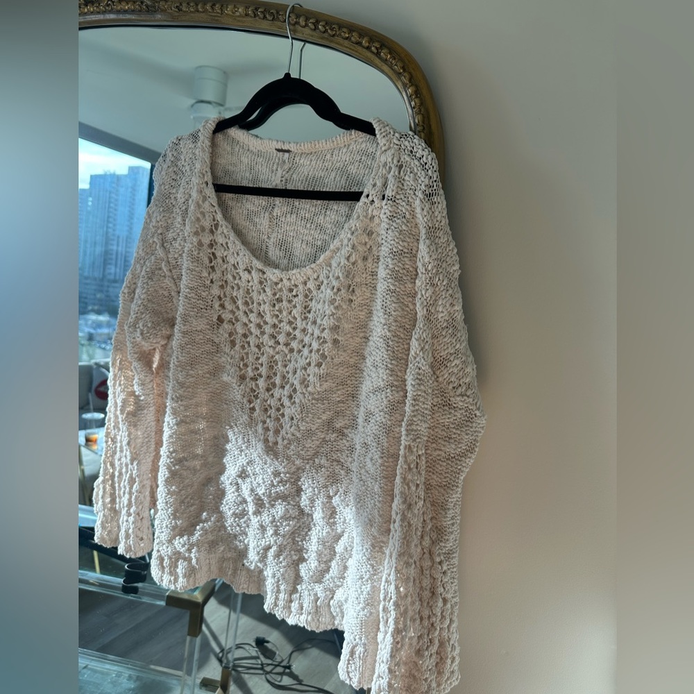 Free People Cream Knit Sweater